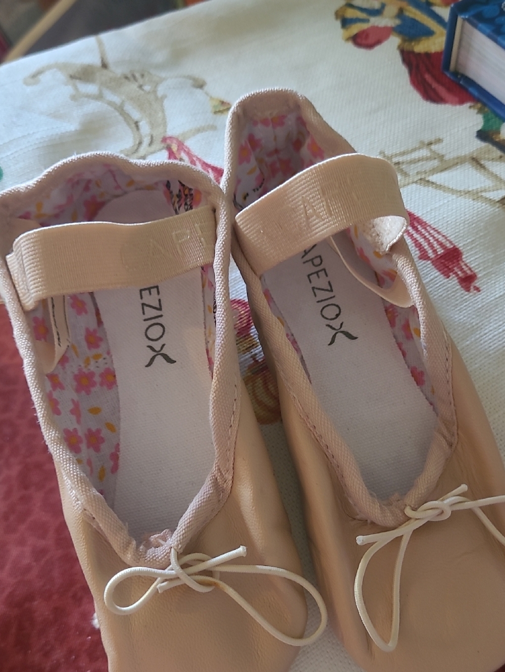 Capezio Peach Girls Ballet Flats with Floral Liner